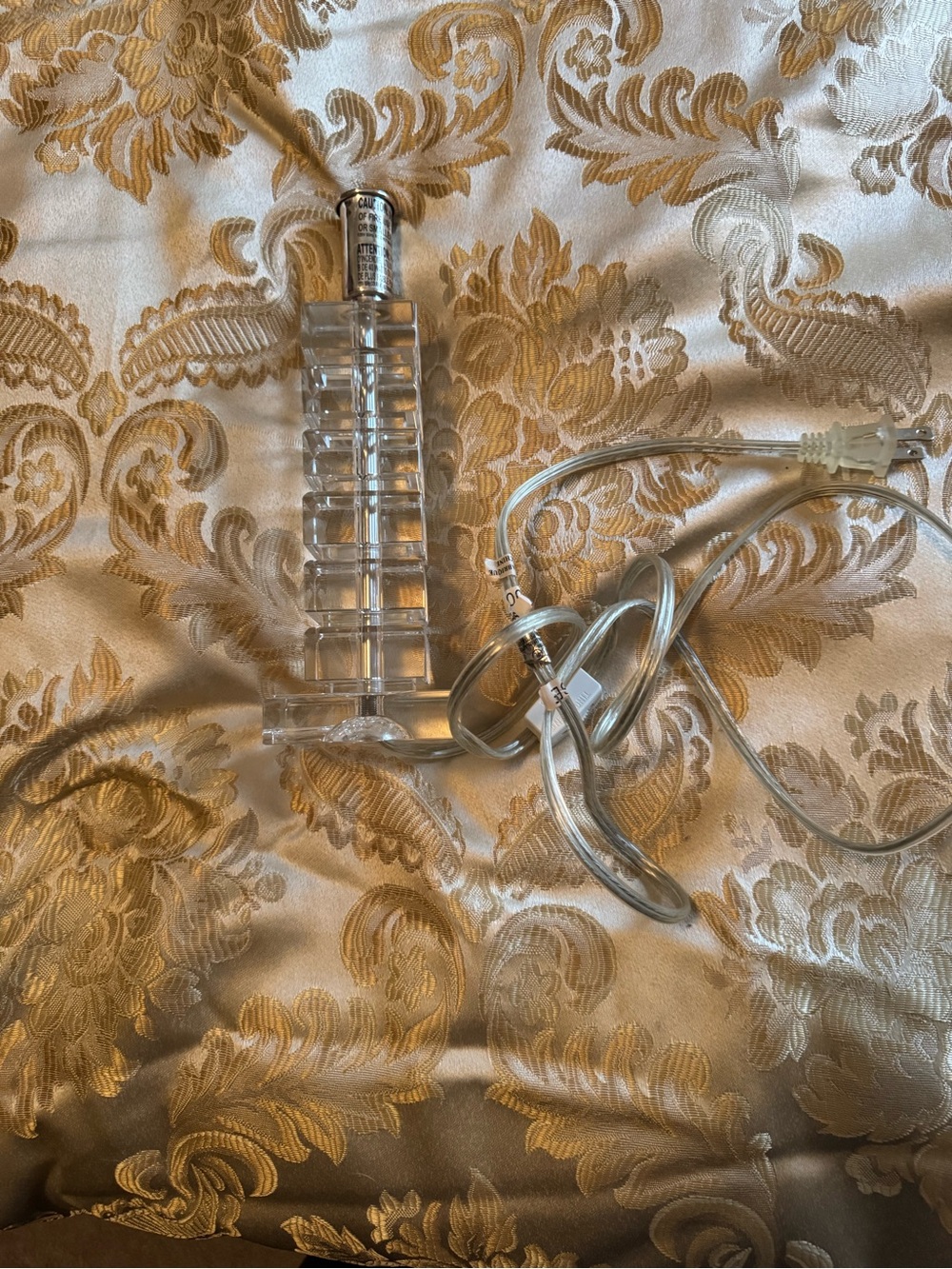 Ralph Lauren Crystal Table Lamp with Silver Cord